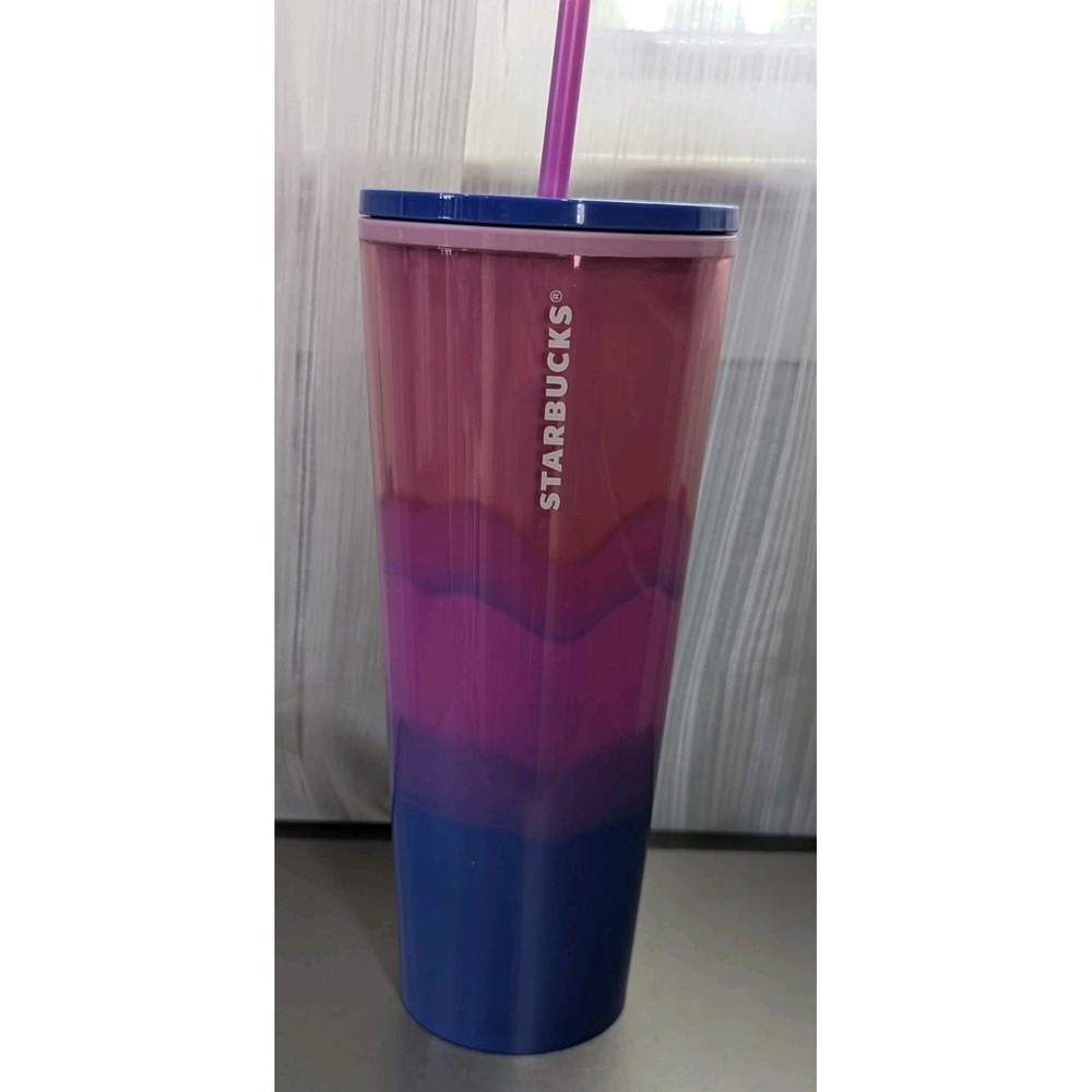 Starbucks Tumbler Summer 2020 Color Wave Pink Purple Blue 24 oz Cold‎ Cup